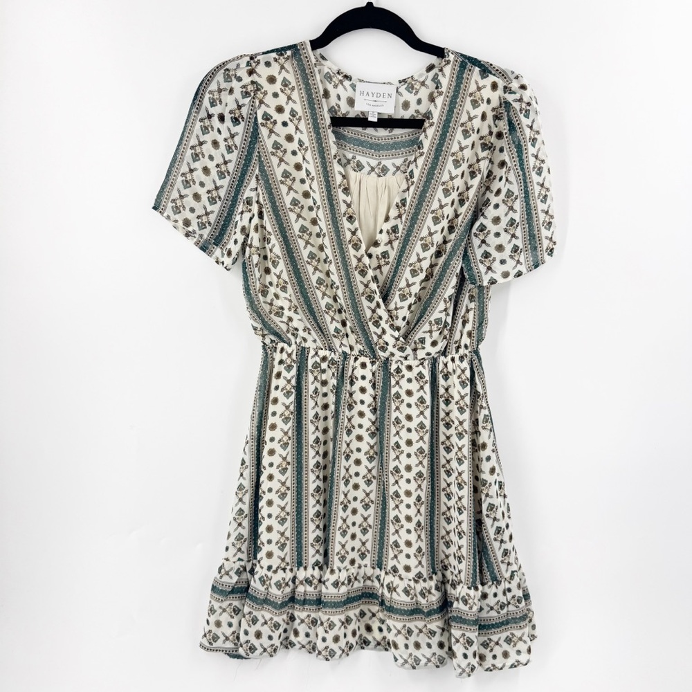 ✅ Hayden LA Women's Vintage Flare Dress‎ SIZE SMALL CREAM/GREEN/BROWN